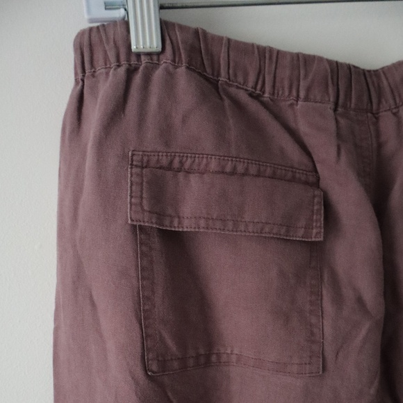 Linen Mid Rise Wide Leg Purple Pants - Picture 3 of 8